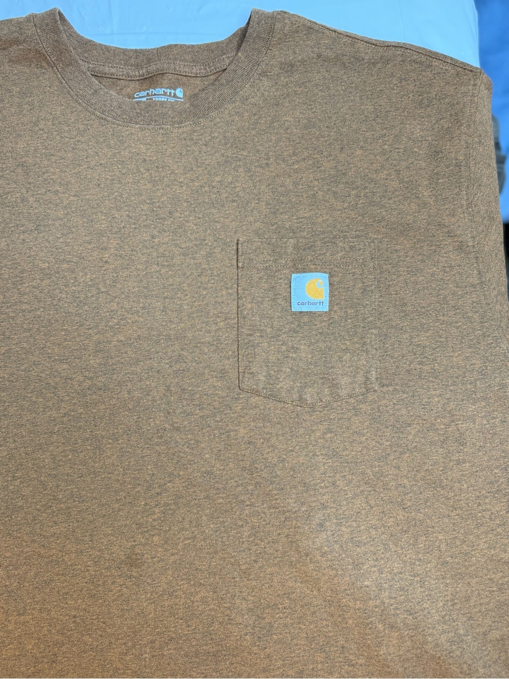 Carhartt Pocket T Shirt Brown Loose Fit 4XL Workwear Heavyweight Tee